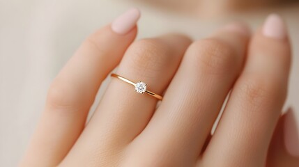 Elegant Engagement Ring on Female Hand Symbolizing Love and Commitment