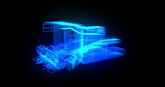 Holographic projection of technology mining anchoring machine
