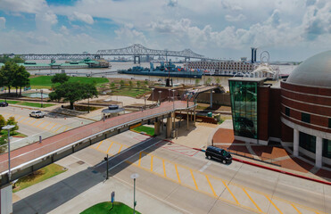 Louisiana Art & Science Museum and the Mississippi River, Baton Rouge, Louisiana, USA.