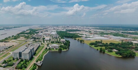 Capitol Lake and the Mississippi River, Baton Rouge, Louisiana, USA.