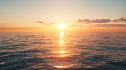 Fototapeta premium Vibrant 3D Sunset with Stylish 2D Sun Reflections over Ocean for Background Design