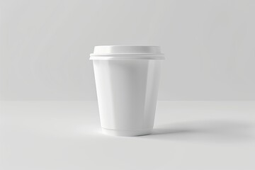 White Disposable Paper Cup with Lid on a White Background