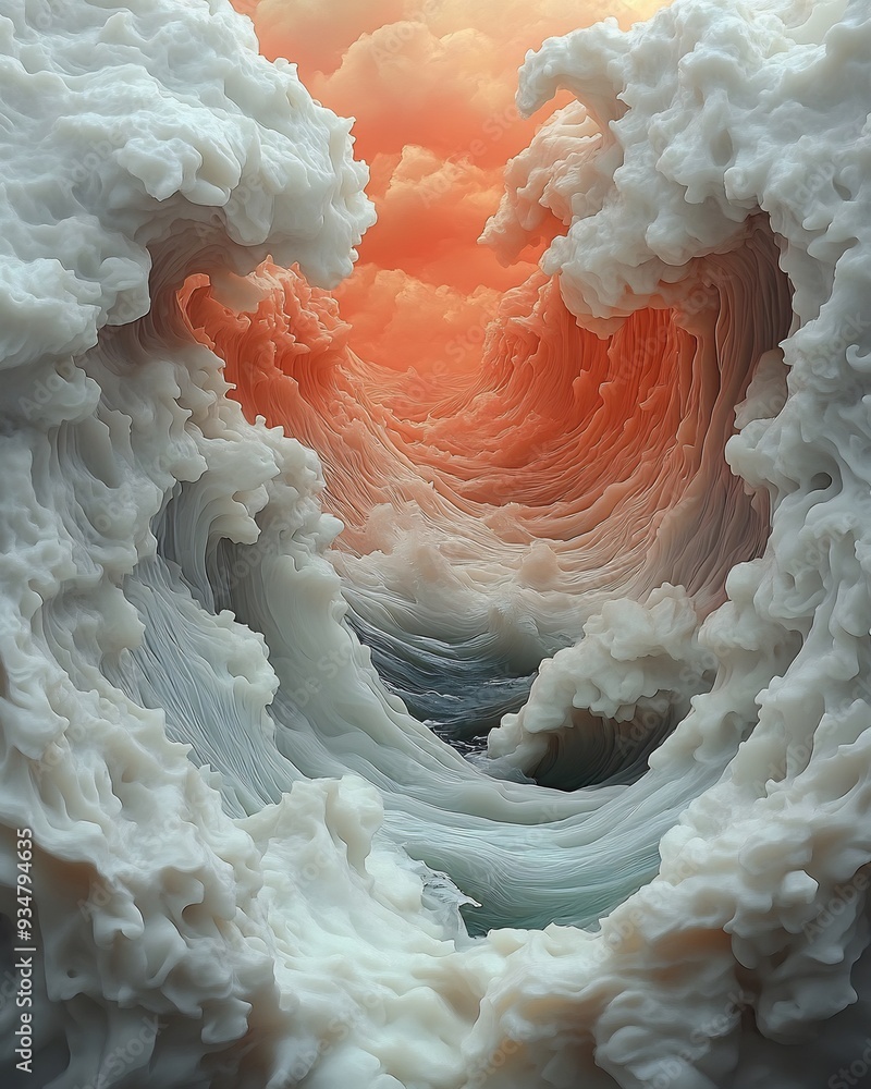 Poster 3d landscapes contained within 2d frames surreal scene where vast detailed 3d landscape confined wit