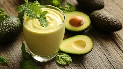 Avocado Smoothie with Mint Leaves