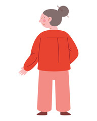 back view of senior woman