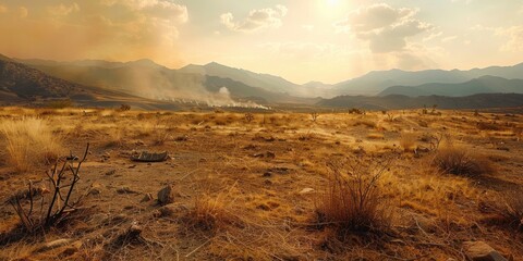 A rolling Chaparral terrain regenerating after a destructive Wildfire