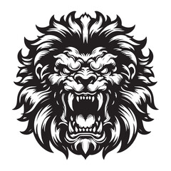 Obraz premium Line art of monster roaring cartoon vector