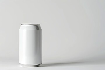 A Single White Aluminum Can on a White Surface