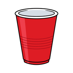 Vector Red Plastic Cup Illustration