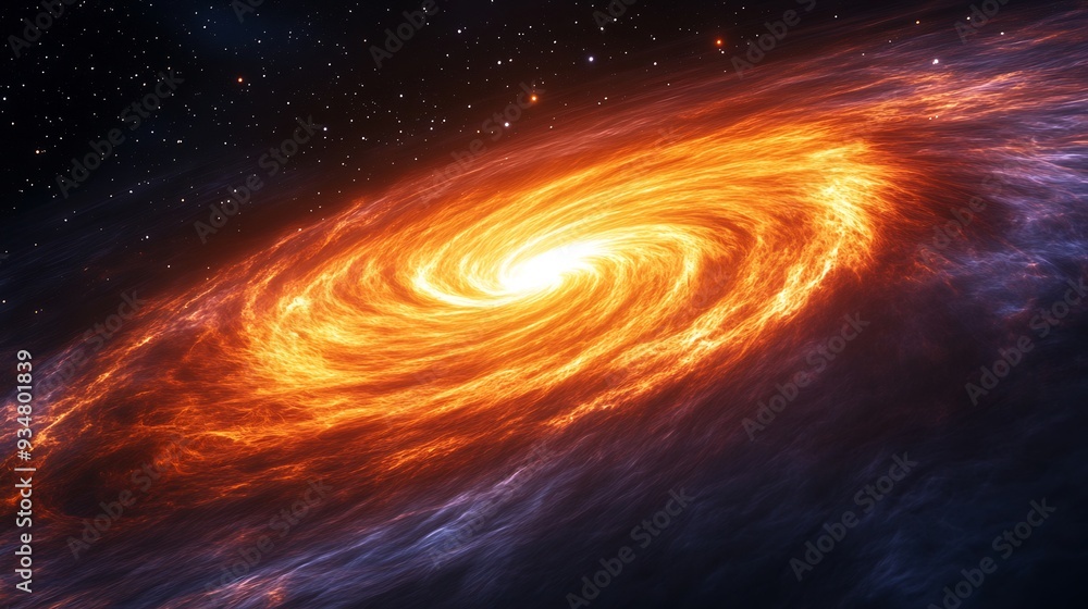 Poster black hole bending spacetime into a 3d funnel with 2d light waves spiraling inward showing the disto