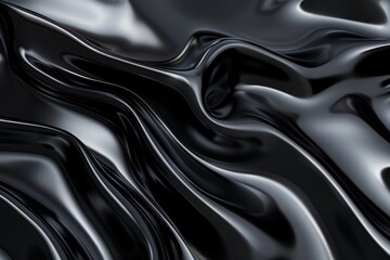 Fototapeta premium Abstract Black Draped Fabric with Shiny Surface