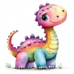 watercolor cartoon Dinosaur