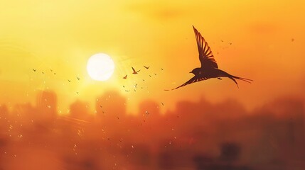 Fototapeta premium Bird flying to freedom. 