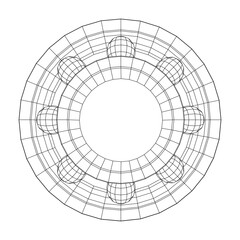 Fototapeta premium Roller bearing. Circular round rotating bearings used in industry for heavy equipment mechanical work and engineering. Wireframe low poly mesh vector illustration.