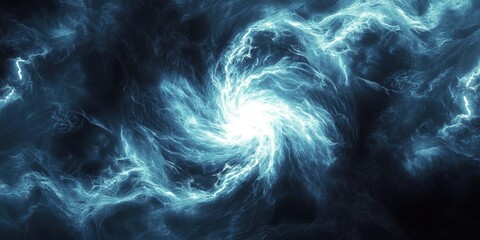 Obraz premium A swirling electricity with intense energy, less detailed, isolated on a simple black background 