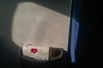 Sikness bag for in airplane .