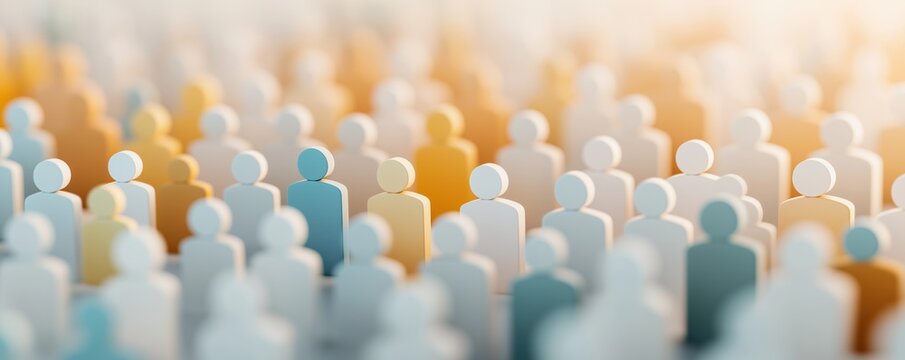 Census data visualization, diverse age groups in rural vs. urban areas, 3D illustration