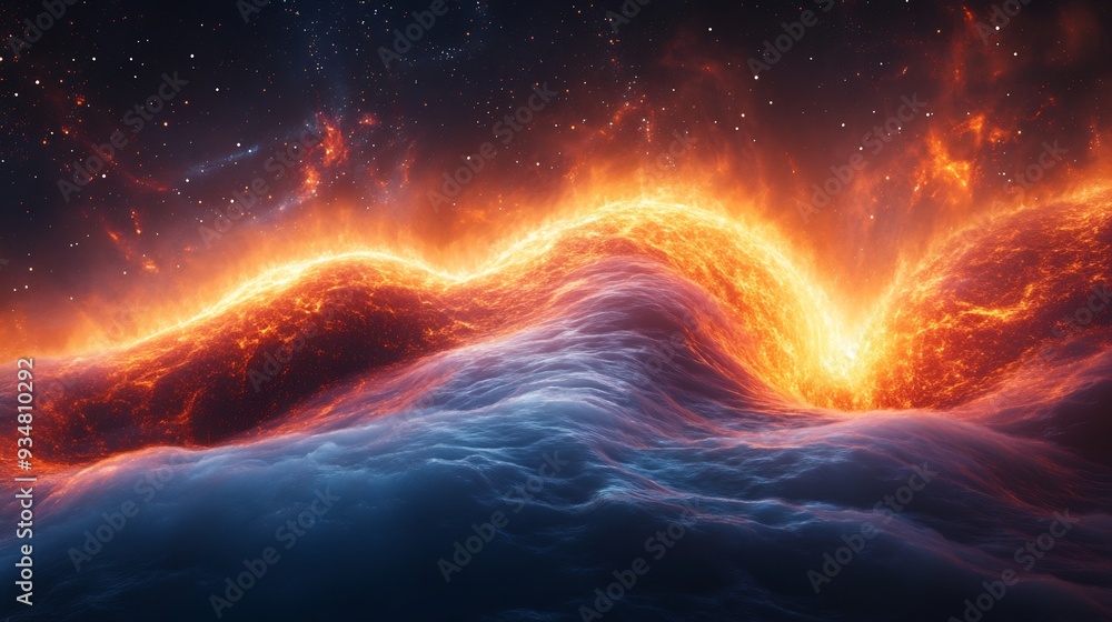 Poster black hole visualized as a 3d point of infinite density with 2d waves of energy spiraling inward sho