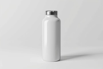 White Stainless Steel Water Bottle with Silver Lid