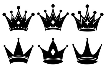 
Crown  silhouette vector set, Simple crown symbol bundle
