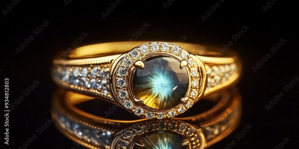 Wall mural expensive wedding ring, cat's eye chrysoberyls