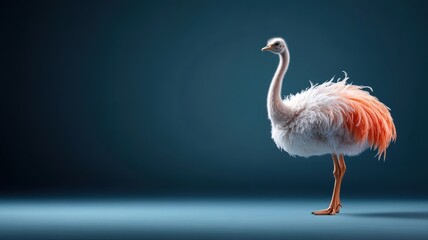 Ostrich against an isolated background, showcasing its impressive size and detailed feathers in a simple, uncluttered environment.