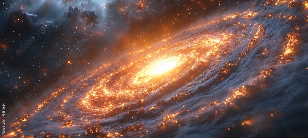Poster black hole visualized with intense 3d tidal forces where 2d stars are being pulled apart creating st