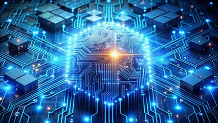 Abstract digital technology concept in computer architecture and artificial intelligence