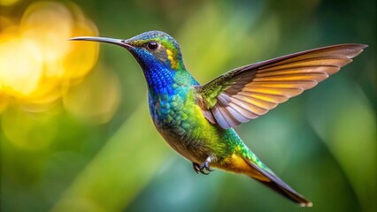 Naklejka premium Golden tailed sapphire hummingbird gracefully flying through a national park