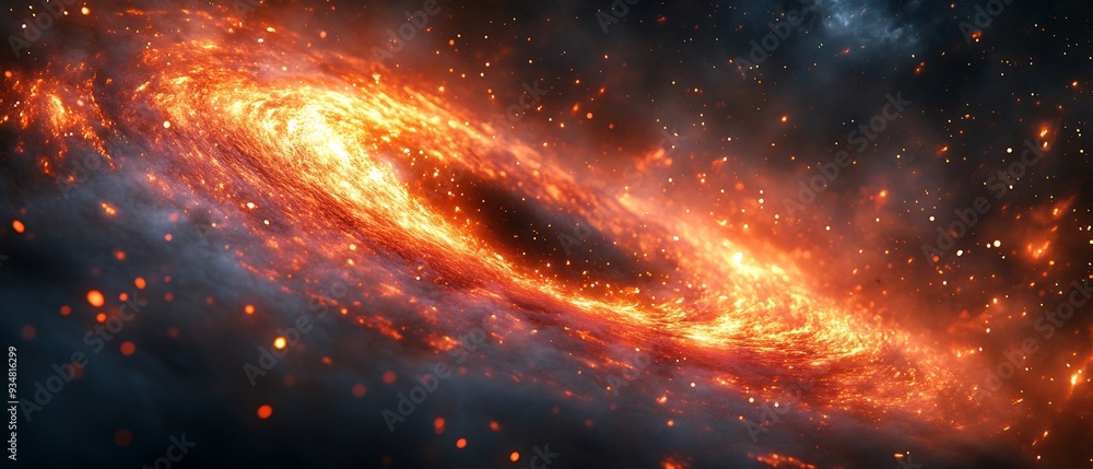 Poster black hole where infinite density is visualized as a 3d dark star with 2d light waves bending and tw