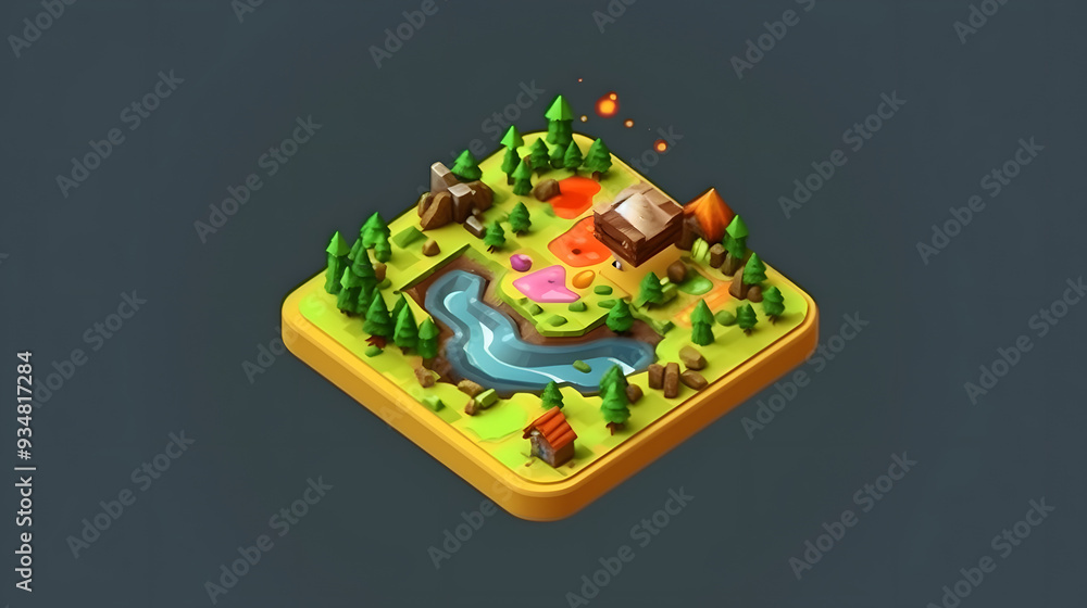 Canvas Prints minimap game icon 3d pixel cartoon