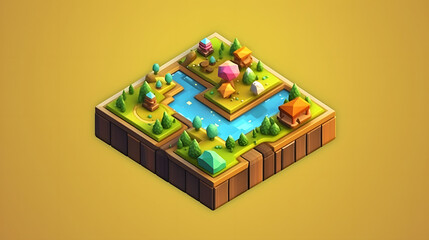 Obraz premium Minimap game icon 3d pixel cartoon
