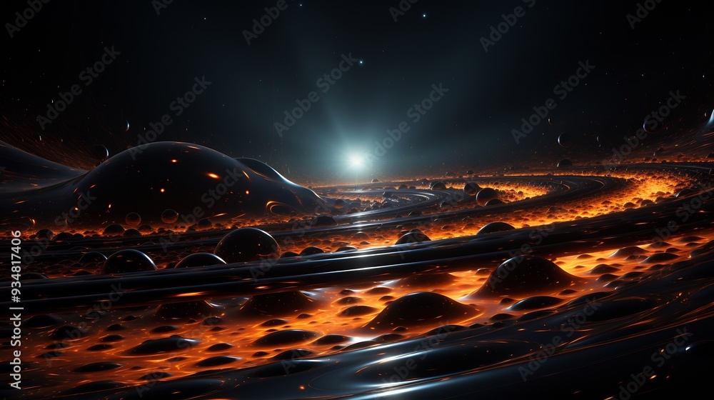 Aufkleber black hole with a 3d singularity at its core where 2d lines of gravitational force converge into a s