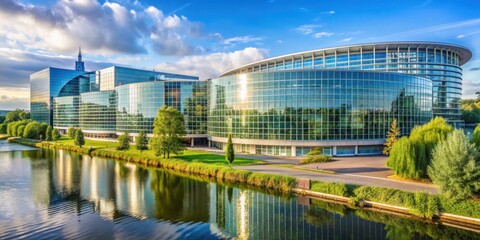 View of European Parliament buildings in Luxembourg Kirchberg, Europe, parliament, architecture, Luxembourg, Kirchberg, modern, design