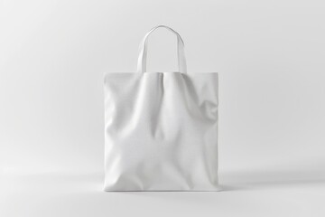 White Tote Bag with Fabric Texture on White Background