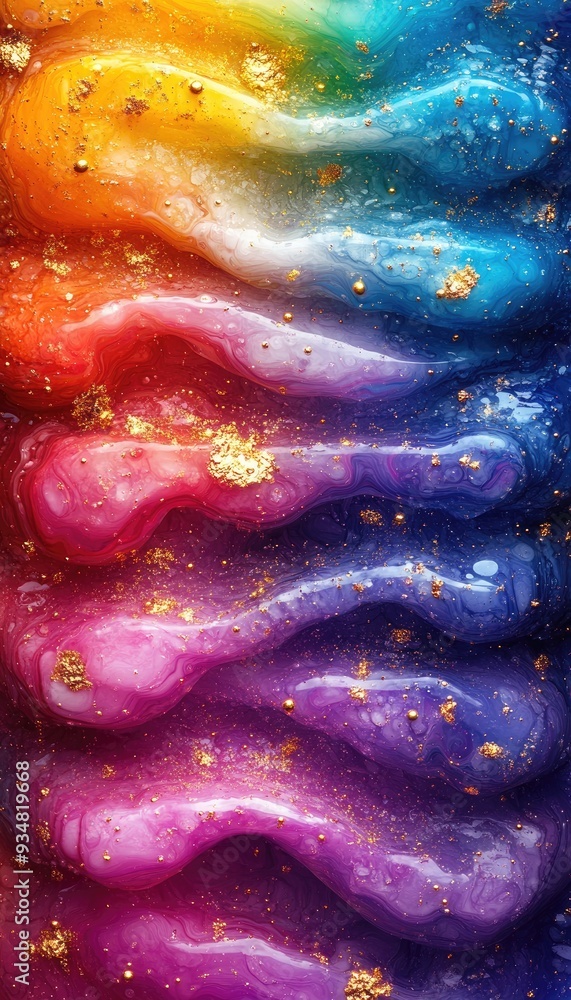 Poster Abstract colorful background with gold. Perfect for adding a touch of whimsy and elegance to your design projects.
