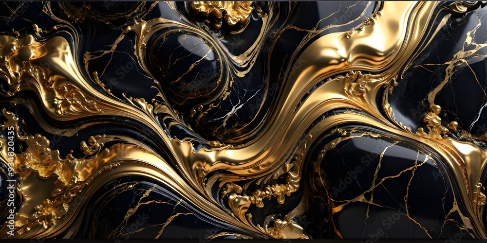 Wall mural black gold marble wallpaper