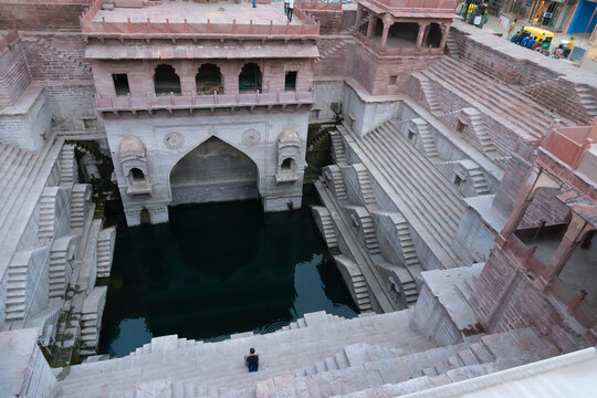 Toorji's Step Well, Toorji ki Jhalara, Toorj ki jhalra, was built in 1740s.Hand carved step well bulit to provide water to the local people in the desert. Ancient architecture Jodhpur,Rajasthan,India.