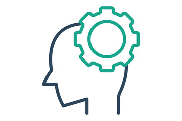 Capability icon. line icon style. head with gear. icon related to efficiency. productivity elements vector illustration