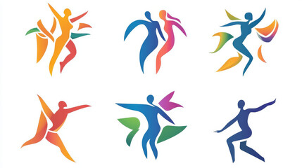 Standalone symbols and icons of people for peace or sports themes. Suitable for abstract emblems or design templates.