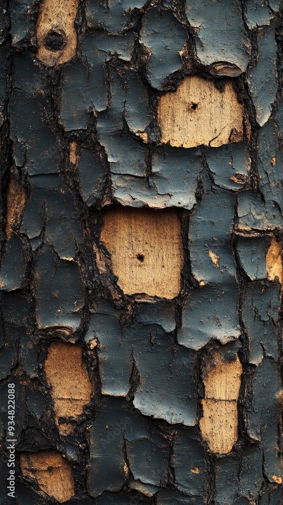 Poster close-up texture of tree bark. this image shows the natural pattern of a tree's bark, ideal for back