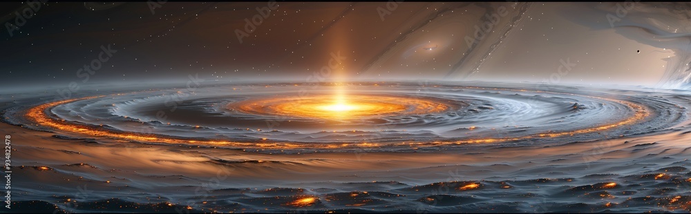 Aufkleber black hole's singularity visualized as a 3d vortex with 2d gravitational lines pulling everything in