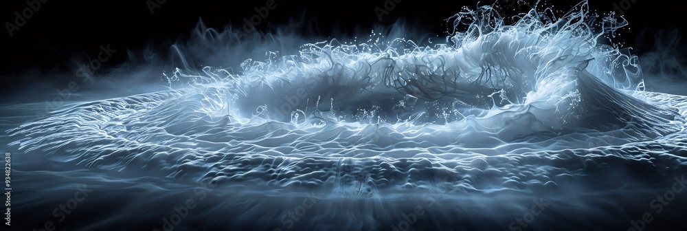 Aufkleber black hole's singularity visualized as a 3d vortex with 2d gravitational lines pulling everything in