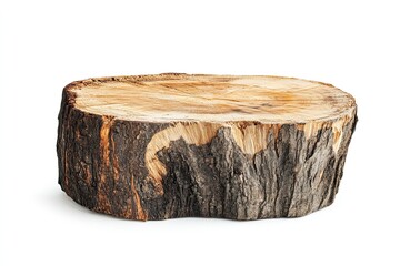oak stump, log fire wood isolated on white background with clipping path