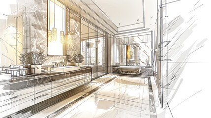 Obraz premium Modern Bathroom Sketch Design.
