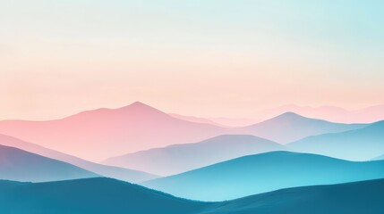 Fototapeta premium Soft pastel hills in the distance, their colors blending into the sky like a mirage on the horizon.