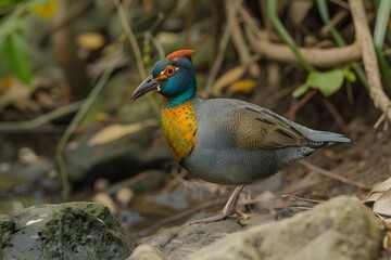 Beautiful red-billed hornbill with colorful feathers, a symbol of wild nature in Australia