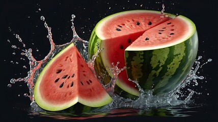 lot of watermelon slices in water.
