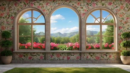 dining room with a beautiful garden view. 