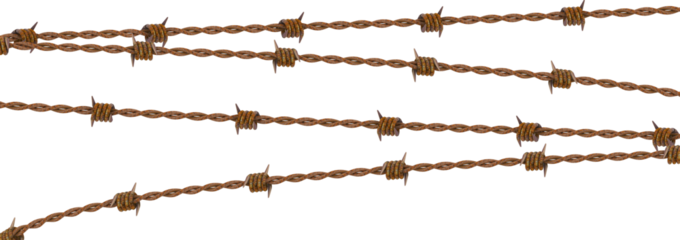 Barbed's wire isolate on transparency background PNG
